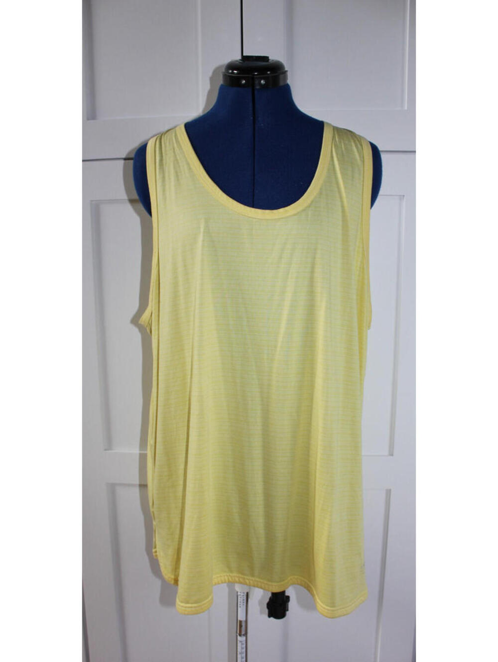 Jones New York Sport Size 2XL Yellow White Striped Scoop Neck Tank Top